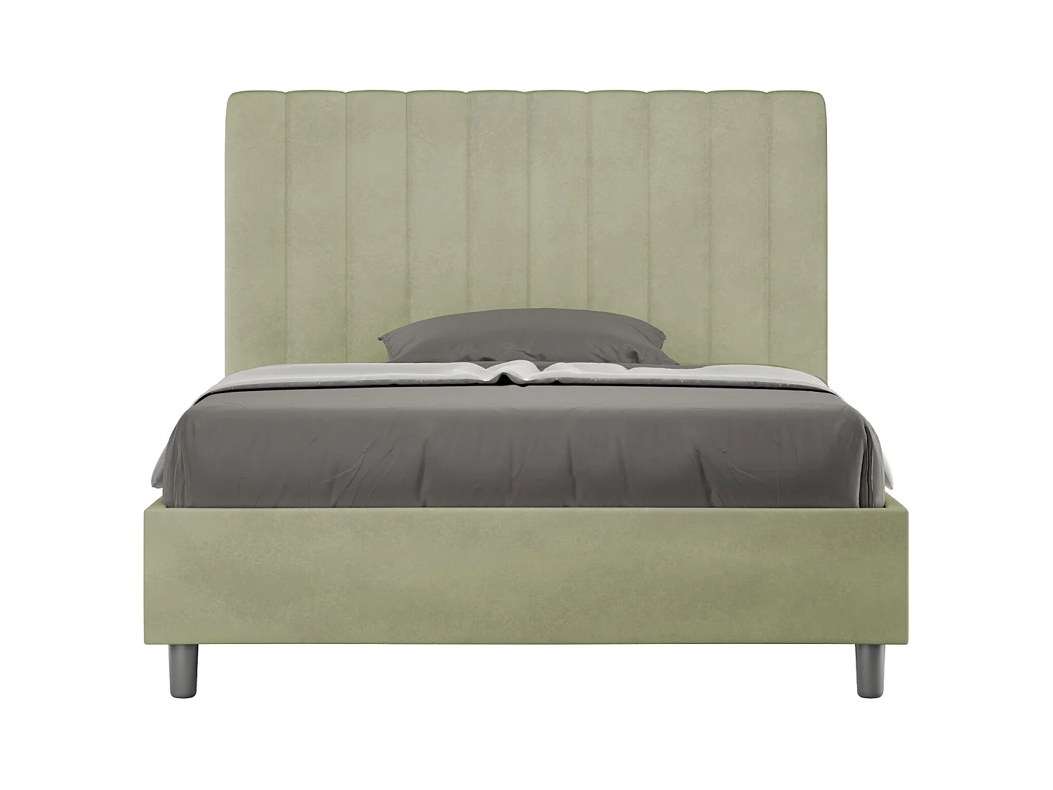 Lit 1 place et demi coffre rembourré 120x190 microfibre vert Agueda