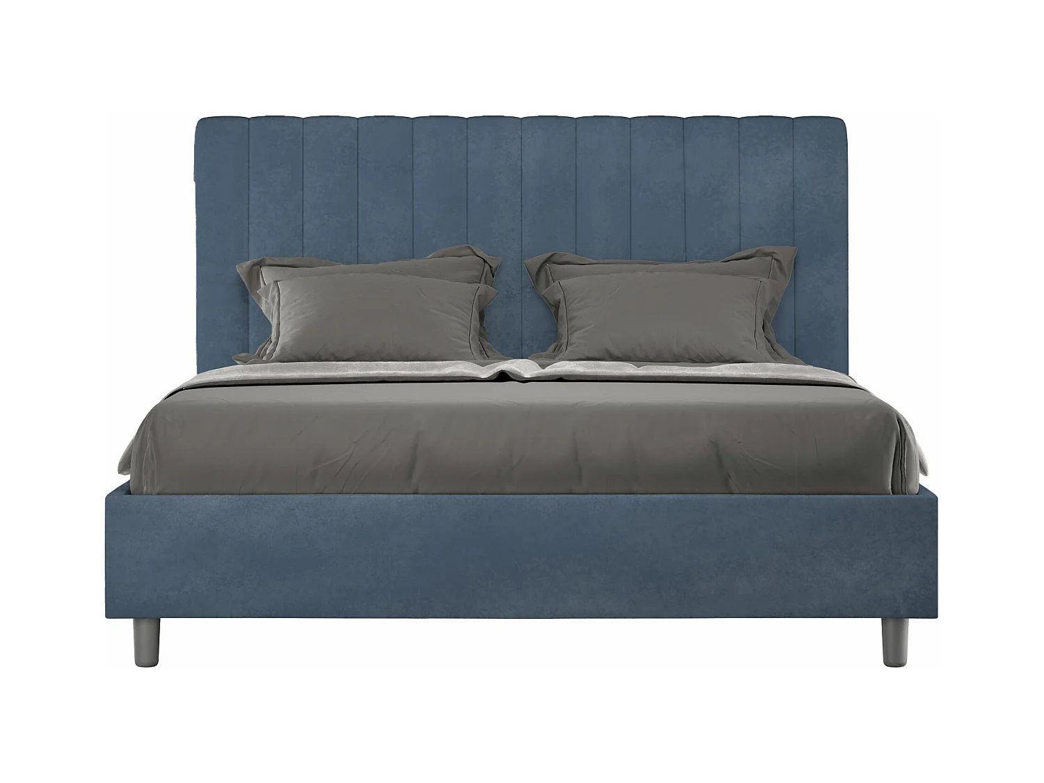 Lit avec sommier rembourré 160x200 microfibre bleu Agueda