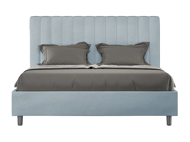 Cama con almacenaje acolchada 160x200 microfibra azul claro Agueda