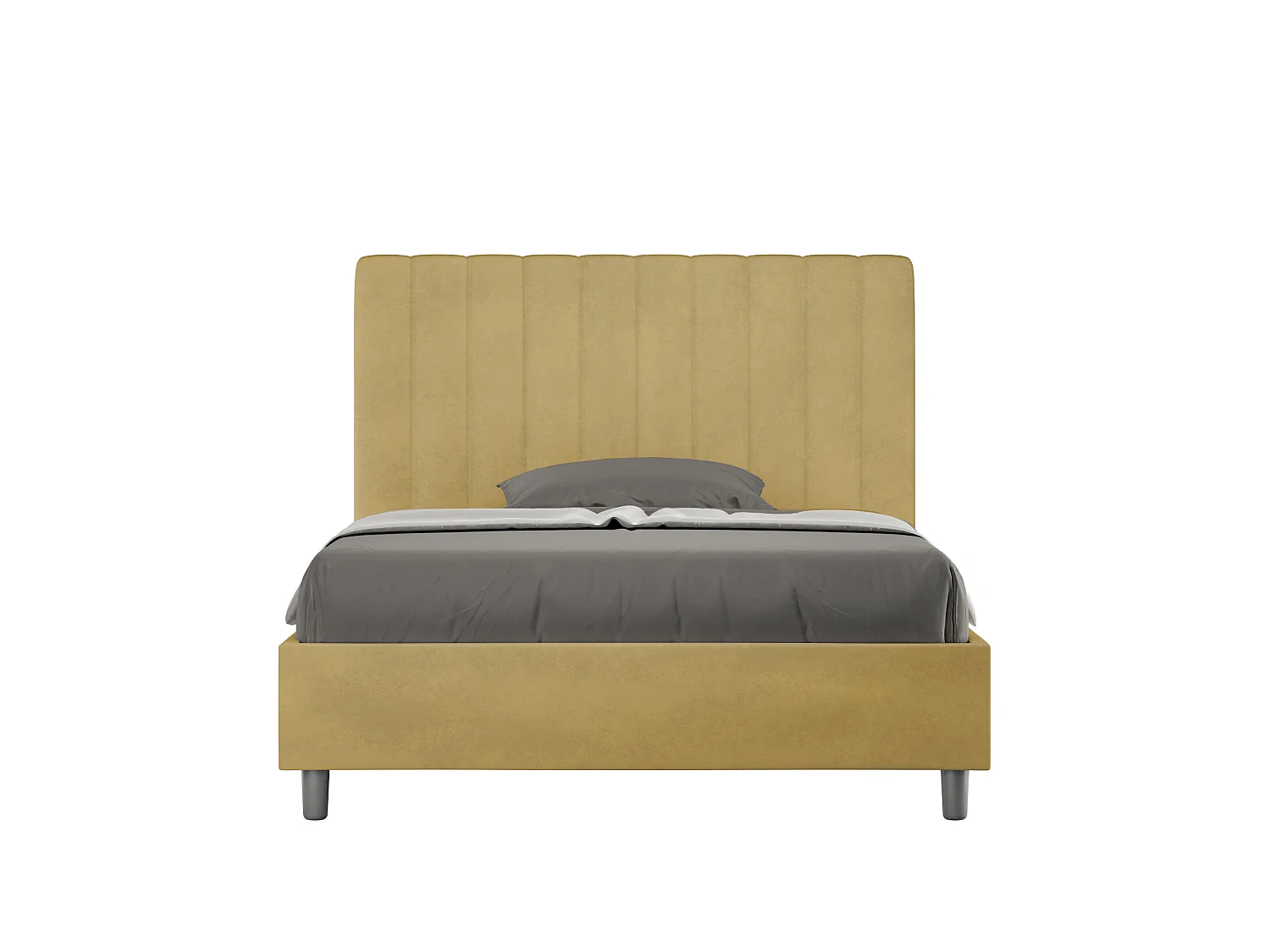 Lit 1 place et demi coffre rembourré 120x190 microfibre ocre Agueda
