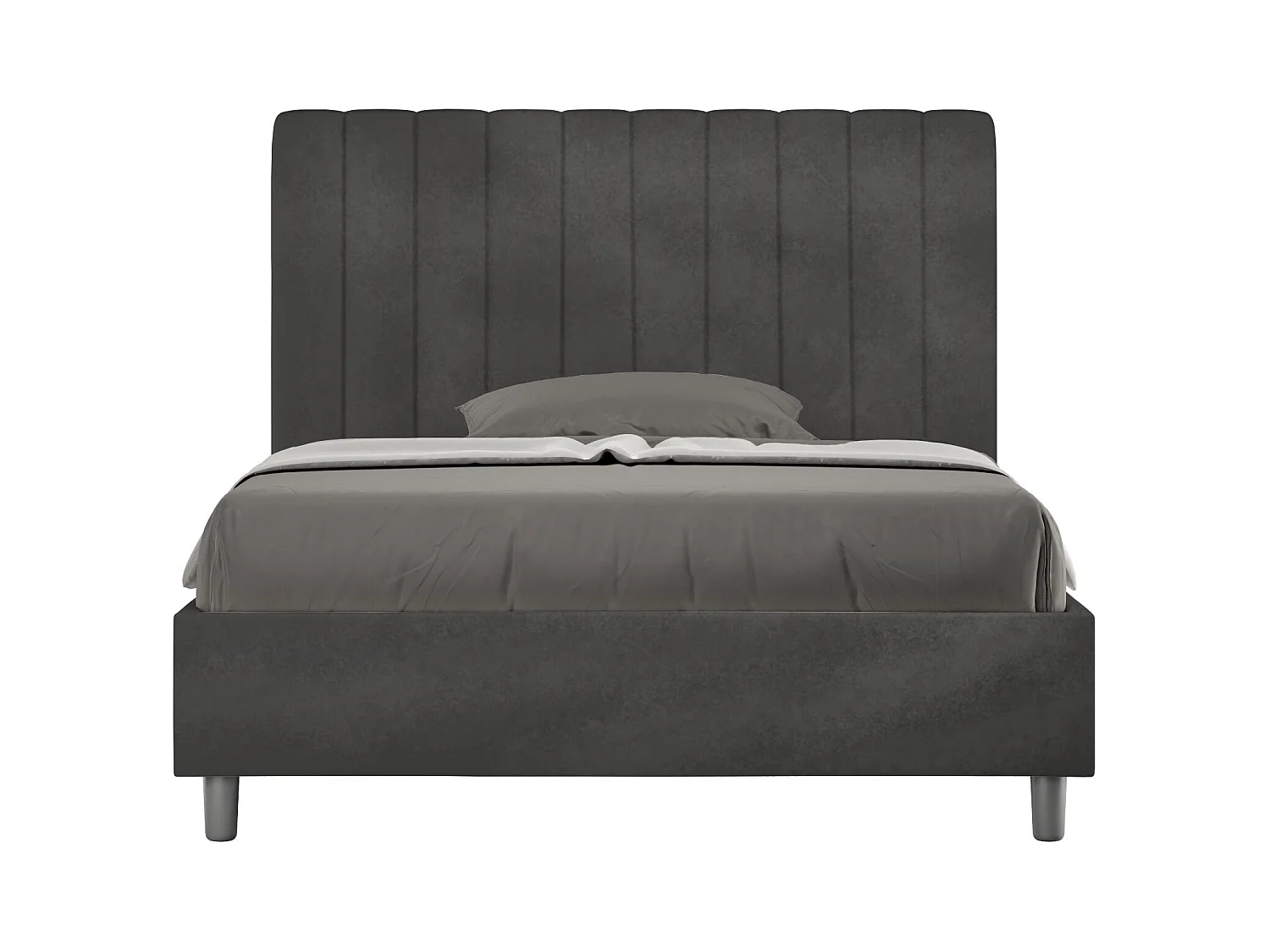Lit 1 place et demi coffre rembourré 120x190 microfibre gris Agueda