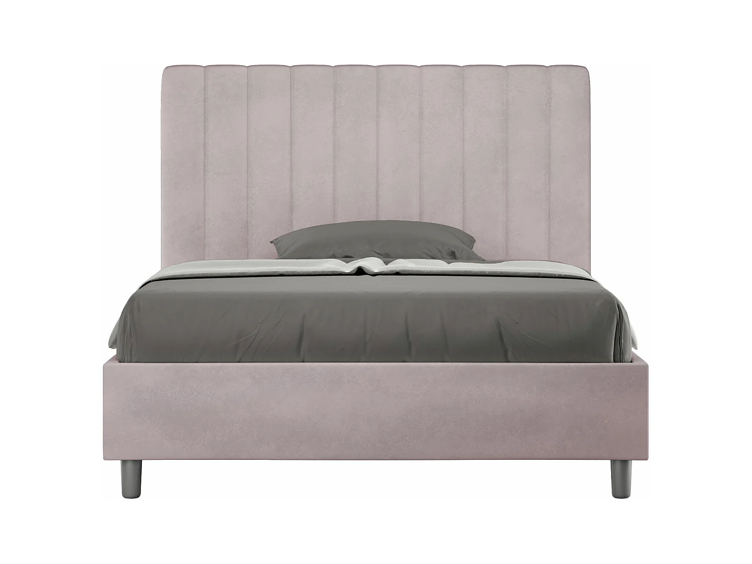 Lit 1 place et demi avec sommier rembourré 120x190 microfibre lilas Agueda
