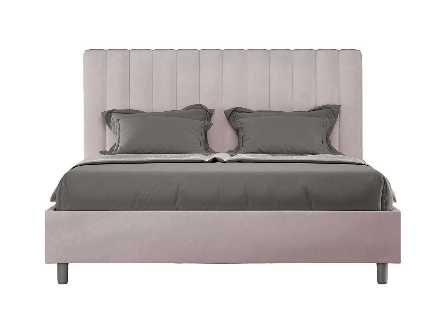 Lit sans sommier rembourré 160x200 microfibre lilas Agueda