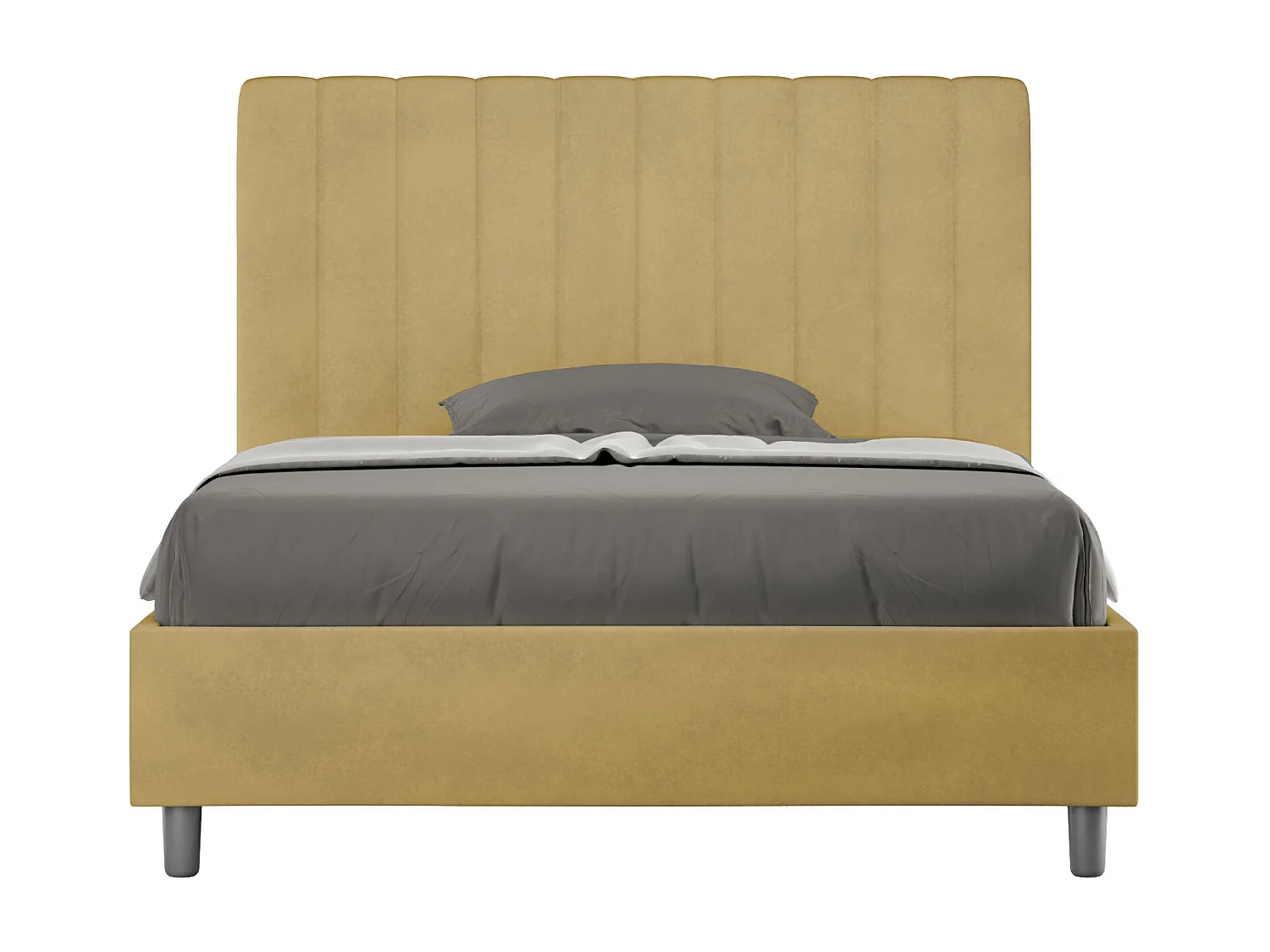 Lit 1 place et demi avec sommier rembourré 120x210 microfibre ocre Agueda