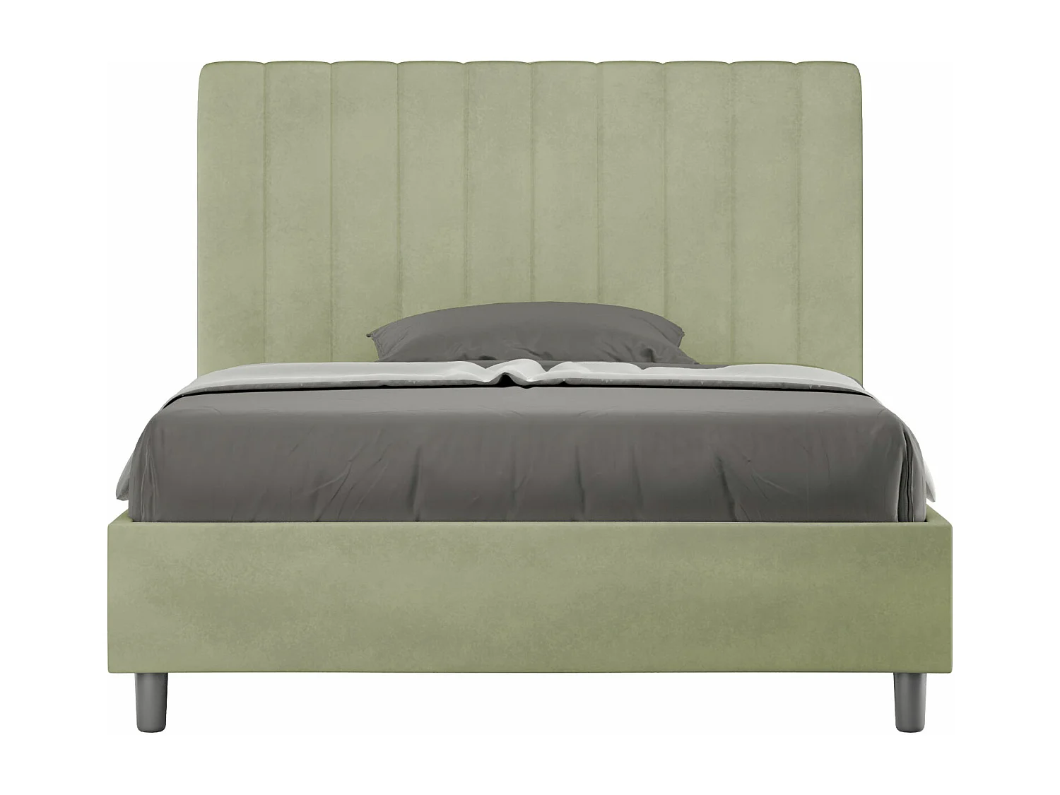 Lit 1 place et demi sans sommier rembourré 120x190 microfibre vert Agueda