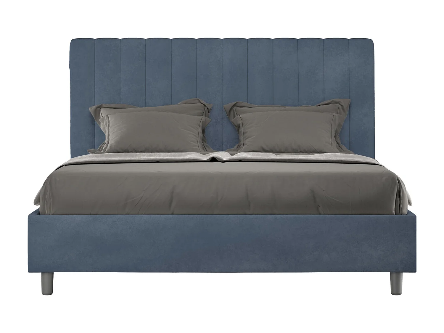 Nora gewatteerd tweepersoonsbed van microvezel met verticale lijnen-Kleur Lichtblauw-Slapen 120x190cm-Keuze Met kofferbak