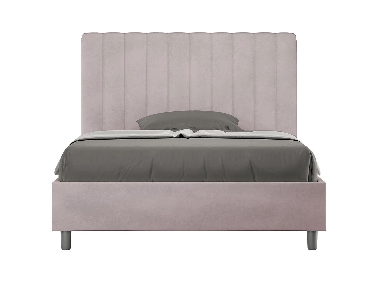 Lit 1 place et demi sans sommier rembourré 120x190 microfibre lilas Agueda