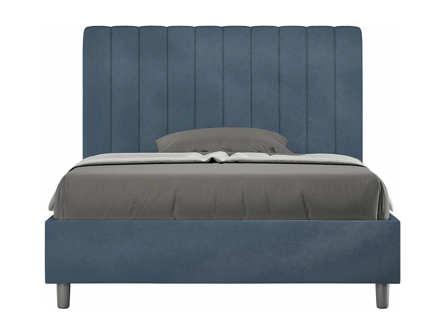 Lit 1 place et demi sans sommier rembourré 120x190 microfibre bleu Agueda