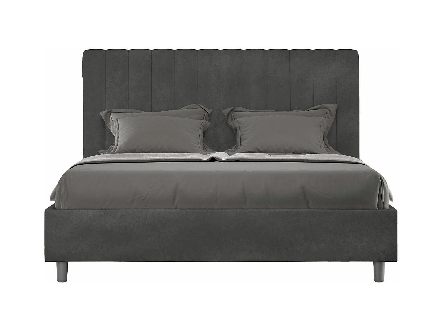 Lit sans sommier rembourré 160x200 microfibre gris Agueda