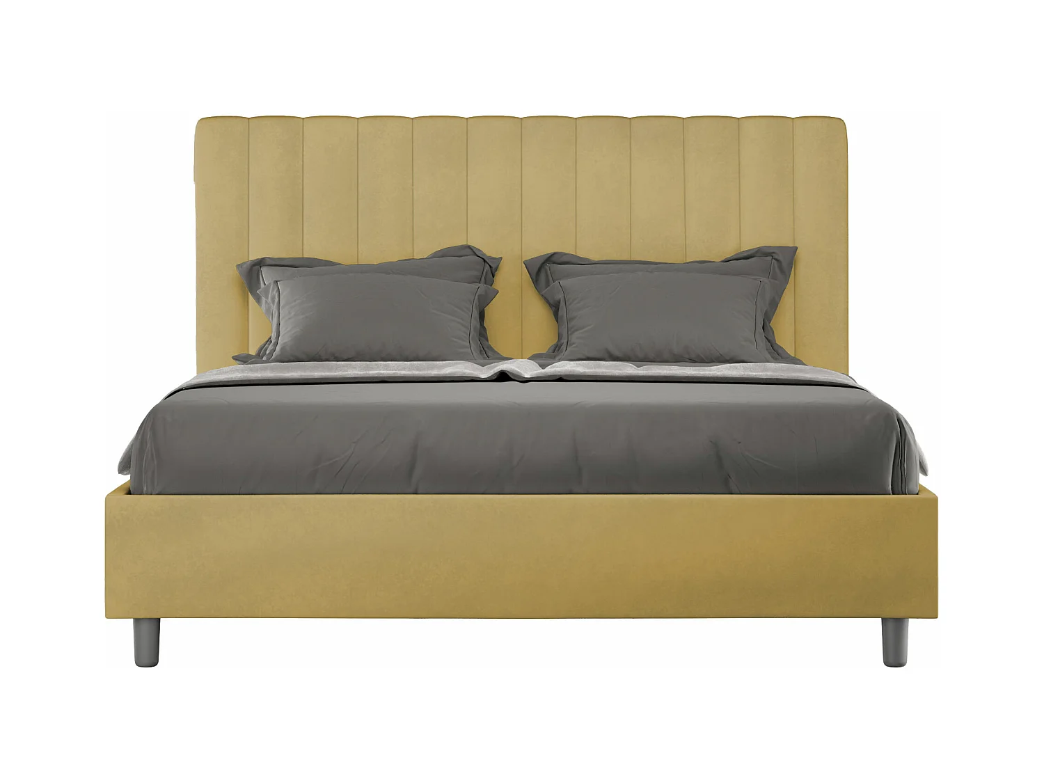 Lit sans sommier rembourré 160x200 microfibre ocre Agueda