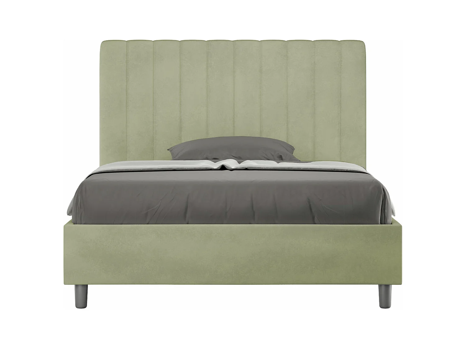 Lit 1 place et demi avec sommier rembourré 120x190 microfibre vert Agueda