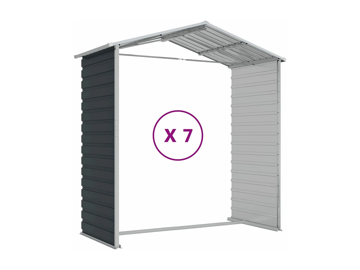 Abri de jardin anthracite 191x640x198 acier galvanisé