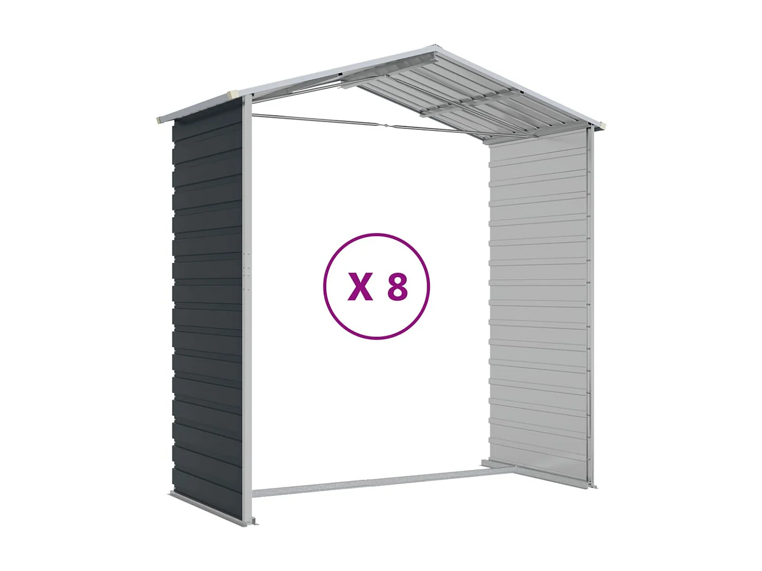 Abri de jardin anthracite 191x725x198 acier galvanisé