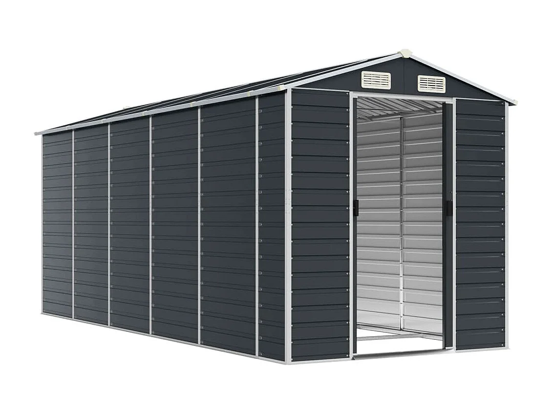 Abri de jardin anthracite 191x470x198 acier galvanisé