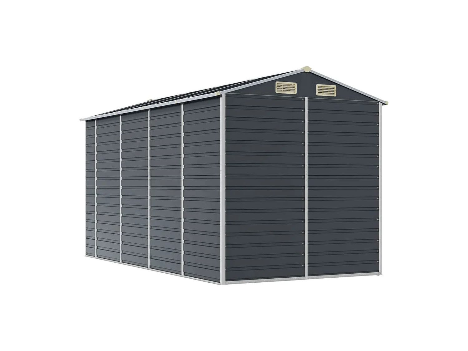 Abri de jardin anthracite 191x385x198 acier galvanisé