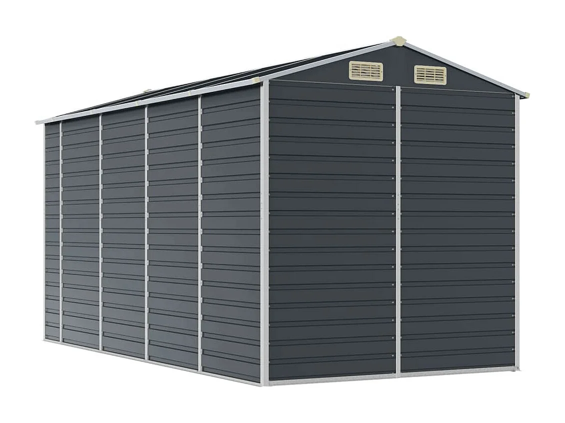 Abri de jardin anthracite 191x385x198 acier galvanisé