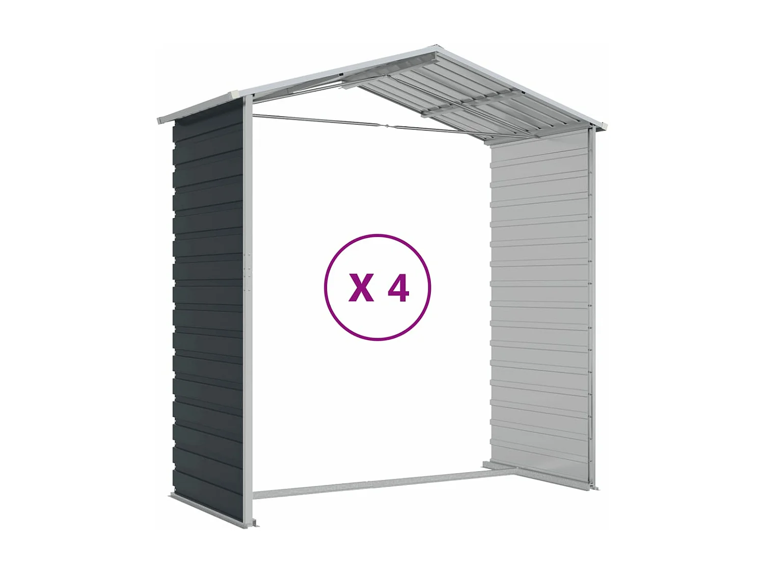 Abri de jardin anthracite 191x385x198 acier galvanisé