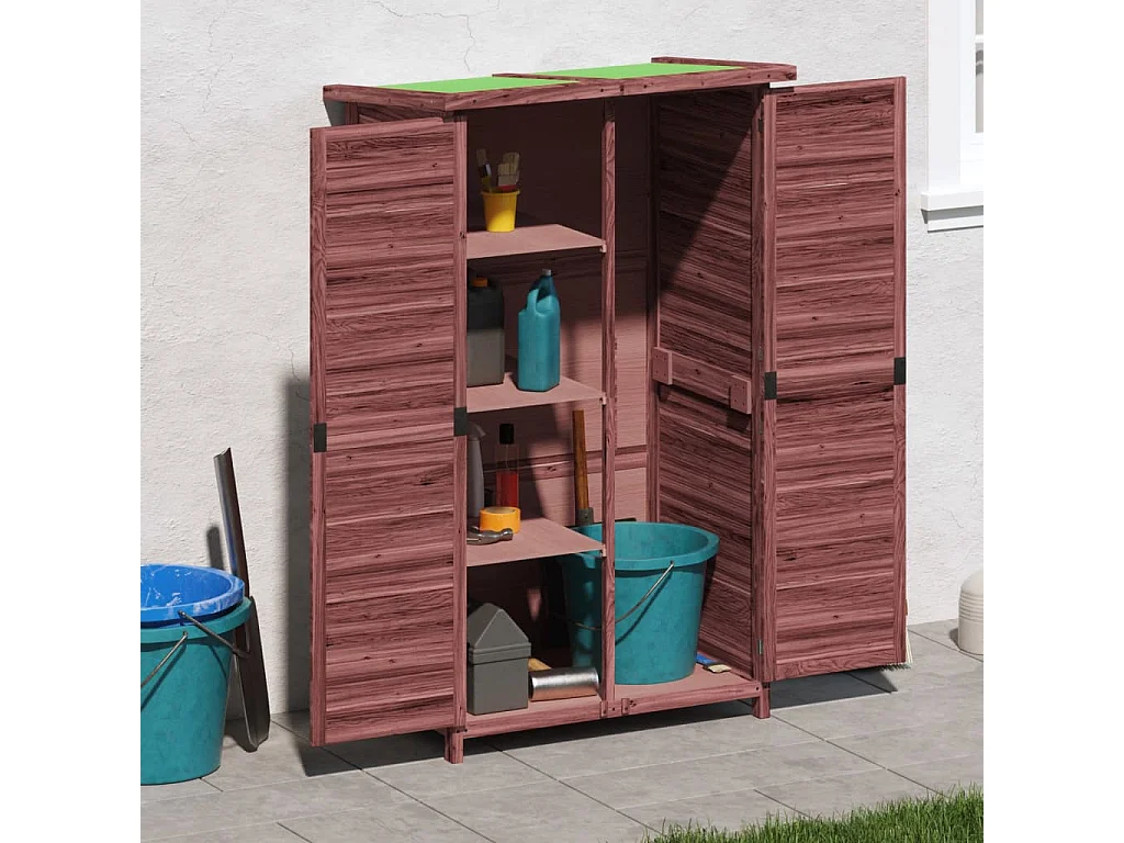 Abri à outils de jardin moka 83x57x140 bois massif pin