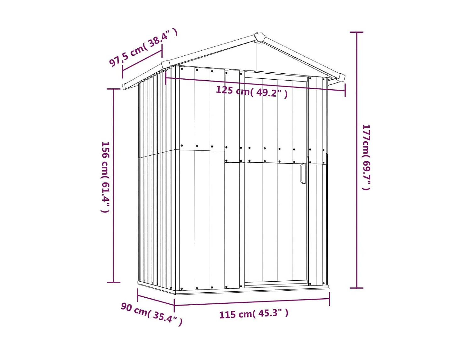Abri de jardin Vert 126x97,5x177 Acier galvanisé
