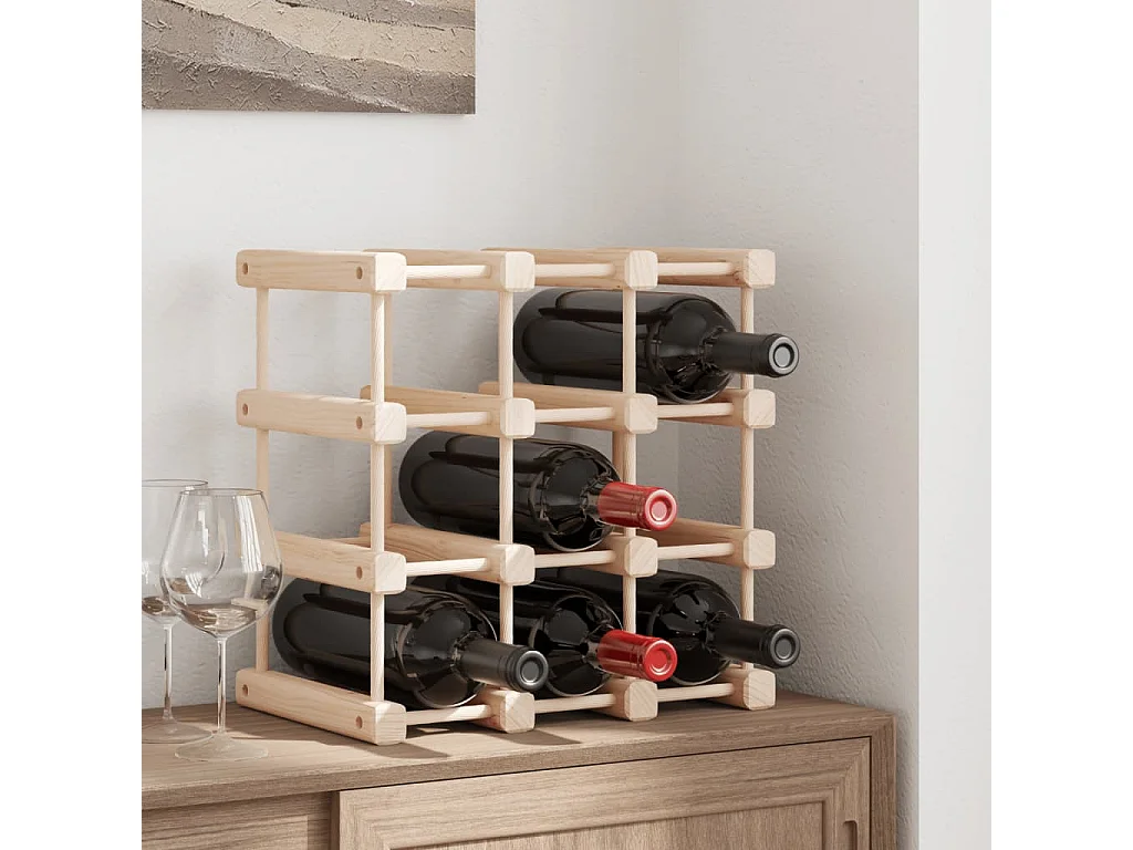 Casier à vin pour 12 bouteilles 36x23x36 bois massif de pin