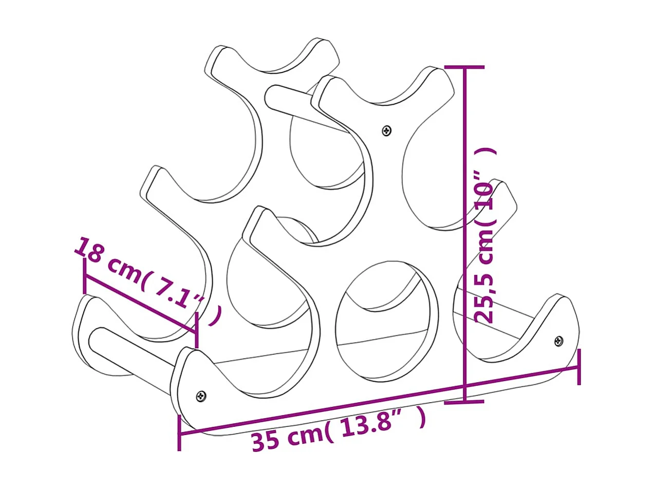 Casier à vin pour 6 bouteilles 35x18x25,5 bambou