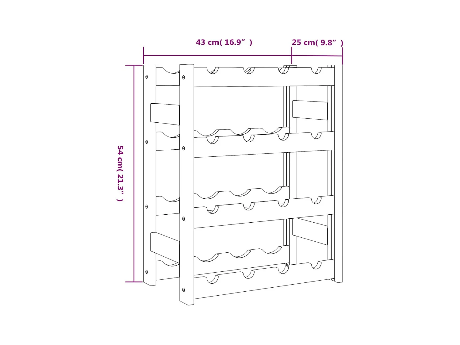 Casier à bouteilles pour 16 bouteilles marron bois pin solide