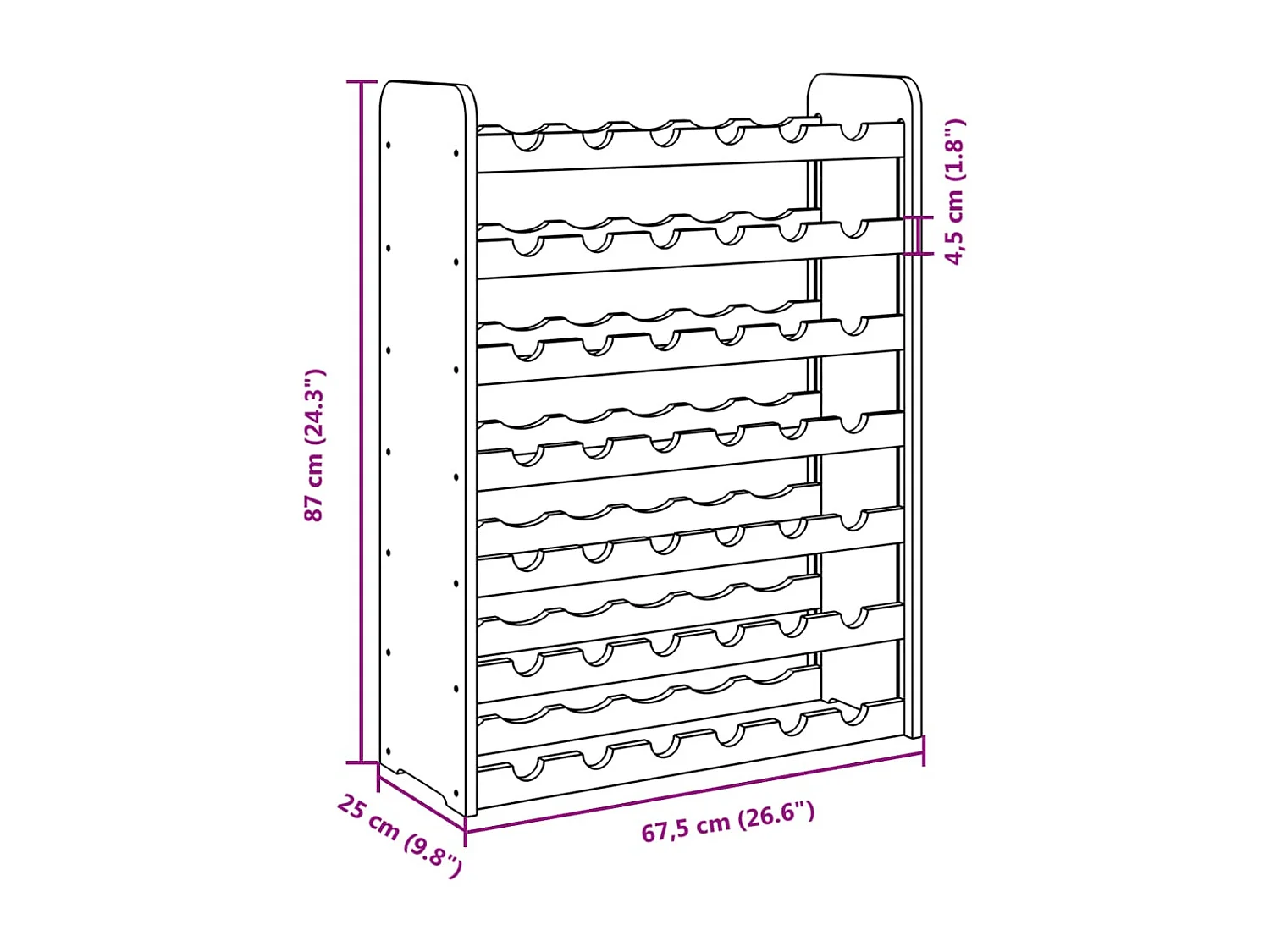 Casier à vin 67,5x25x87 Bois de pin massif