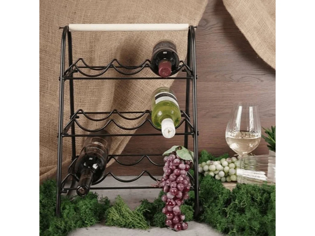 Home&Styling Casier à vin pour 9 bouteilles métal noir et naturel