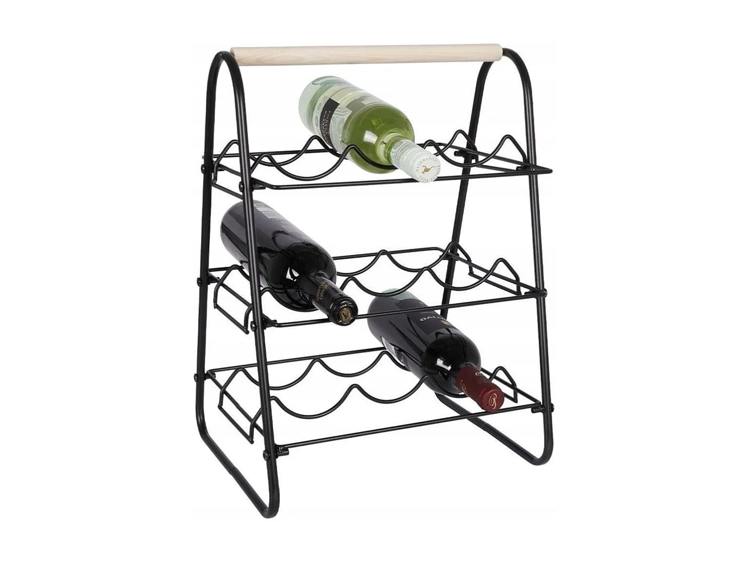 Home&Styling Casier à vin pour 9 bouteilles métal noir et naturel