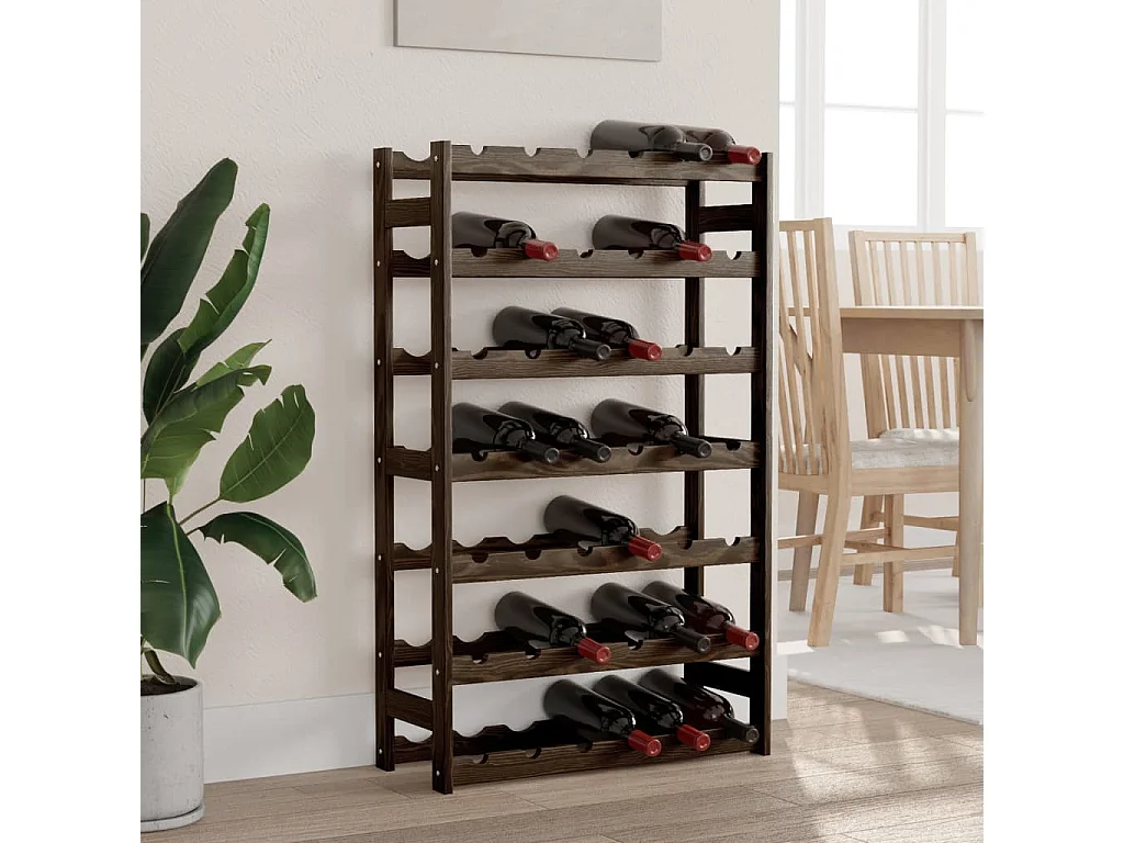 Casier à bouteilles pour 42 bouteilles noir bois pin solide