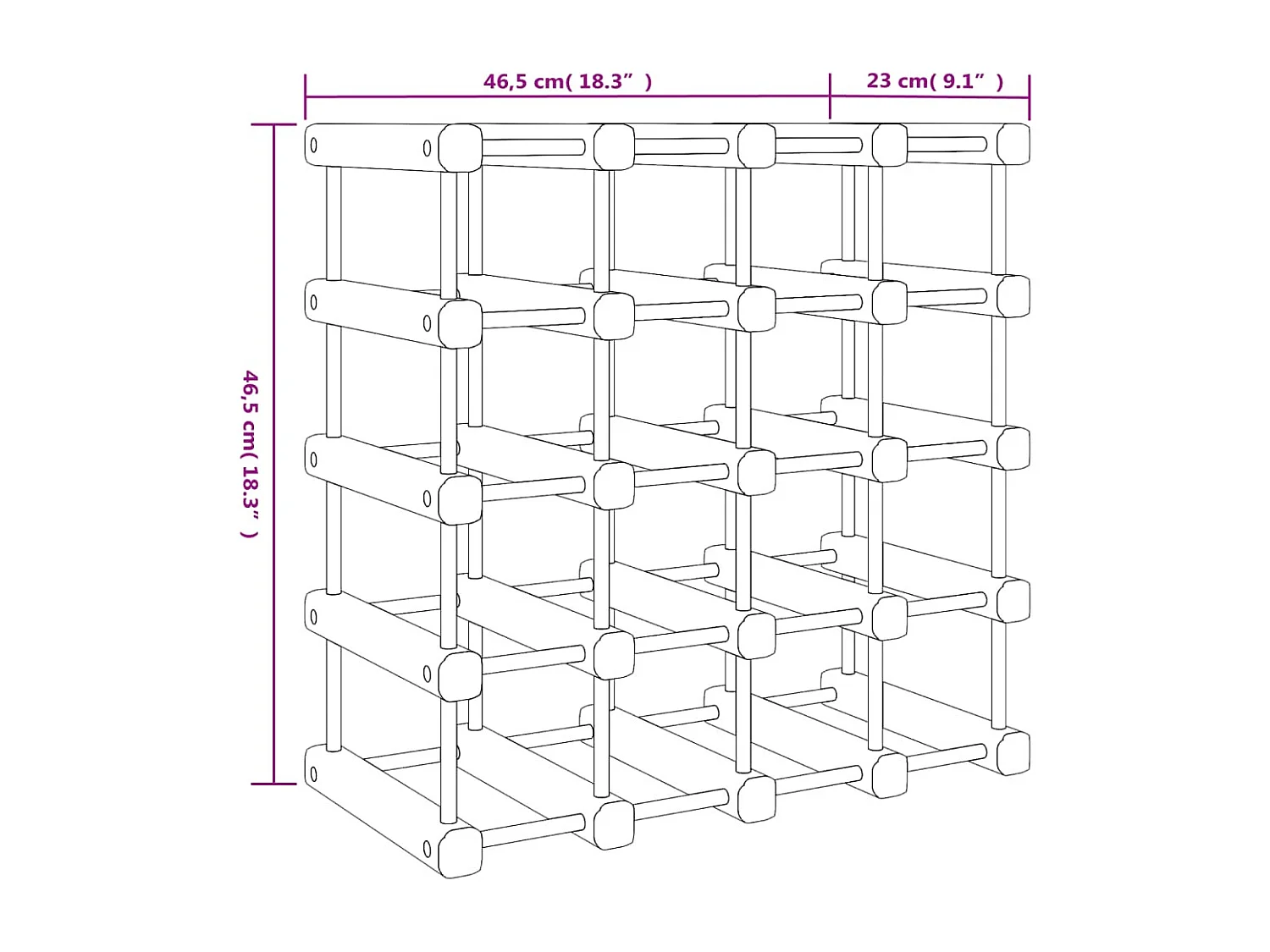 Casier à vin pour 20 bouteilles 46,5x23x46,5 pin massif