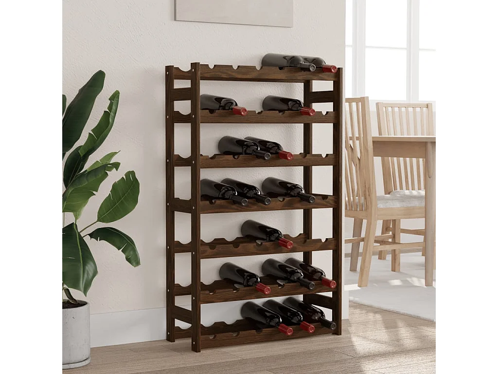 Casier à bouteilles pour 42 bouteilles marron bois pin solide