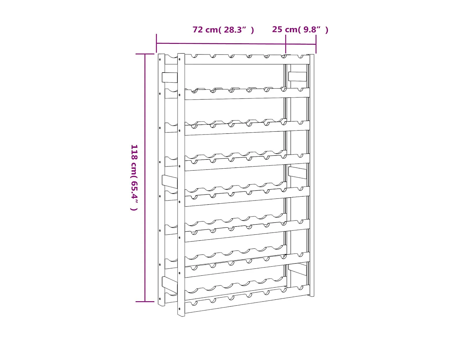 Casier à bouteilles pour 56 bouteilles marron bois pin solide