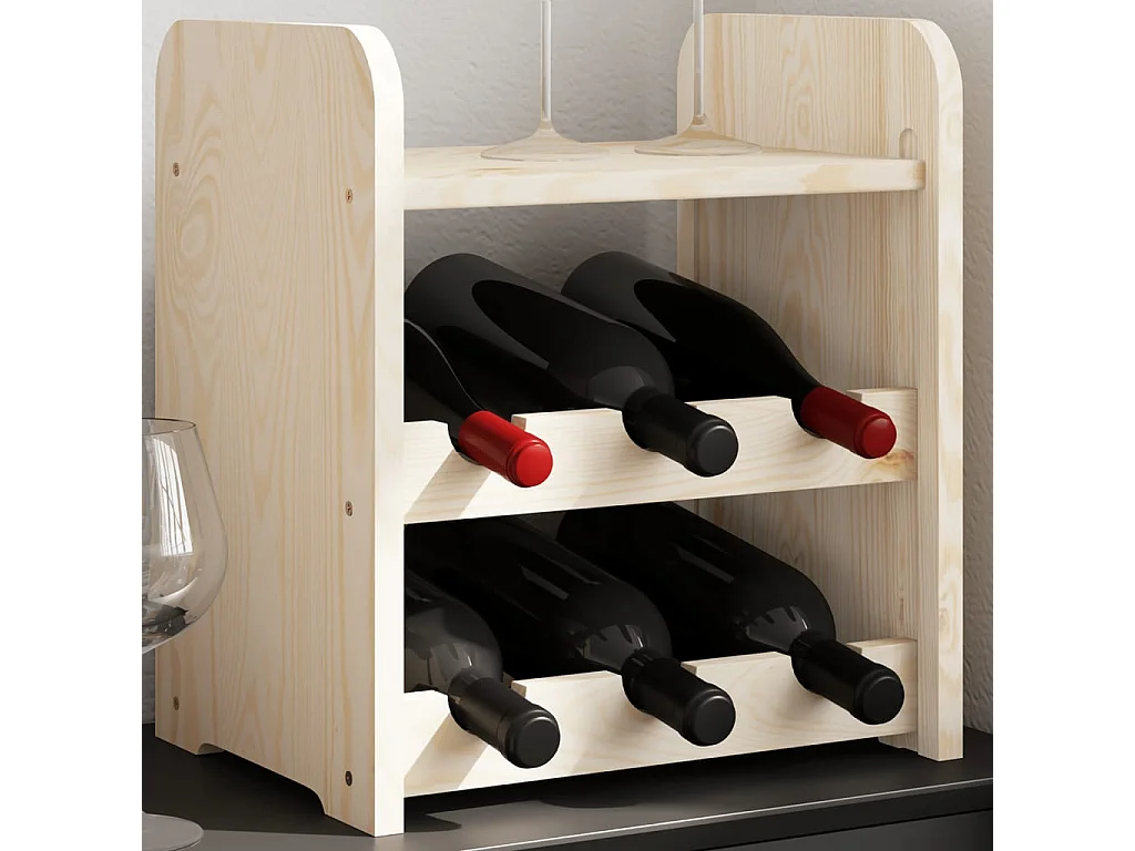 Casier à vin avec panneau supérieur 33x25x37 bois pin massif