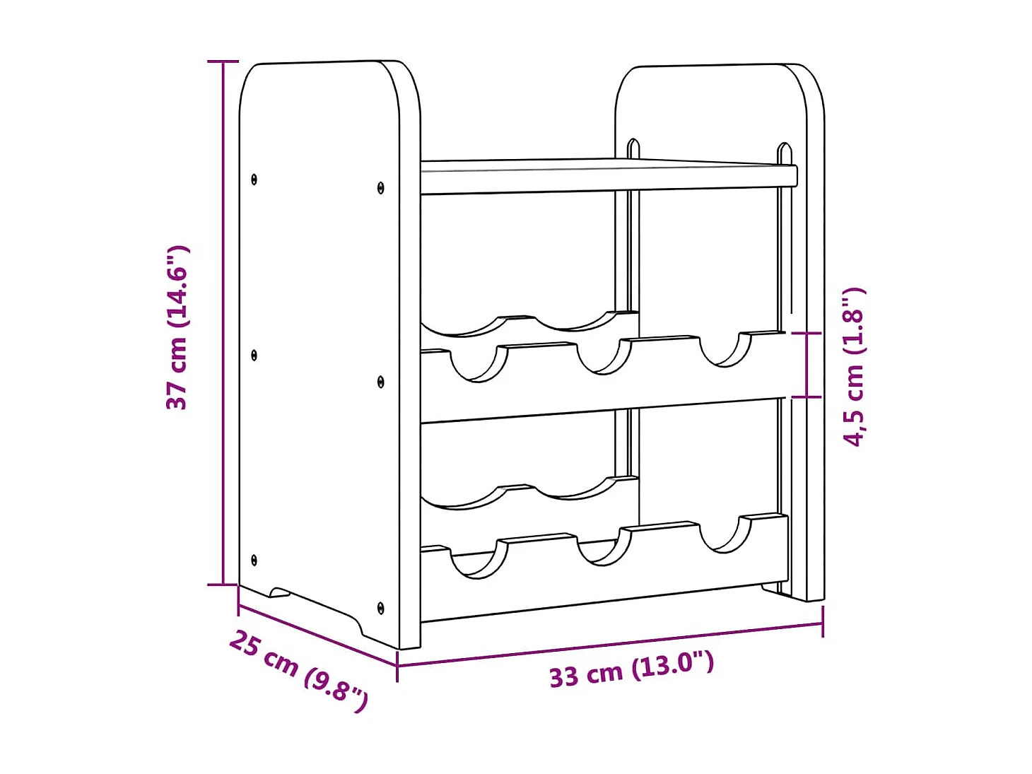 Casier à vin avec panneau supérieur 33x25x37 bois pin massif