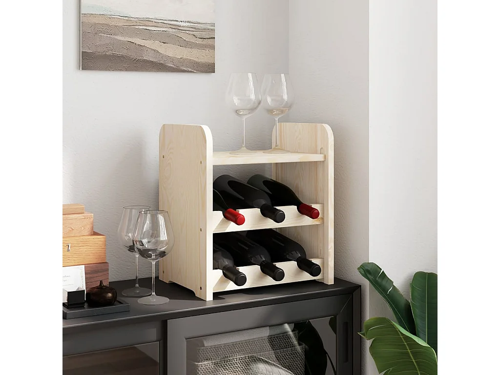 Casier à vin avec panneau supérieur 33x25x37 bois pin massif
