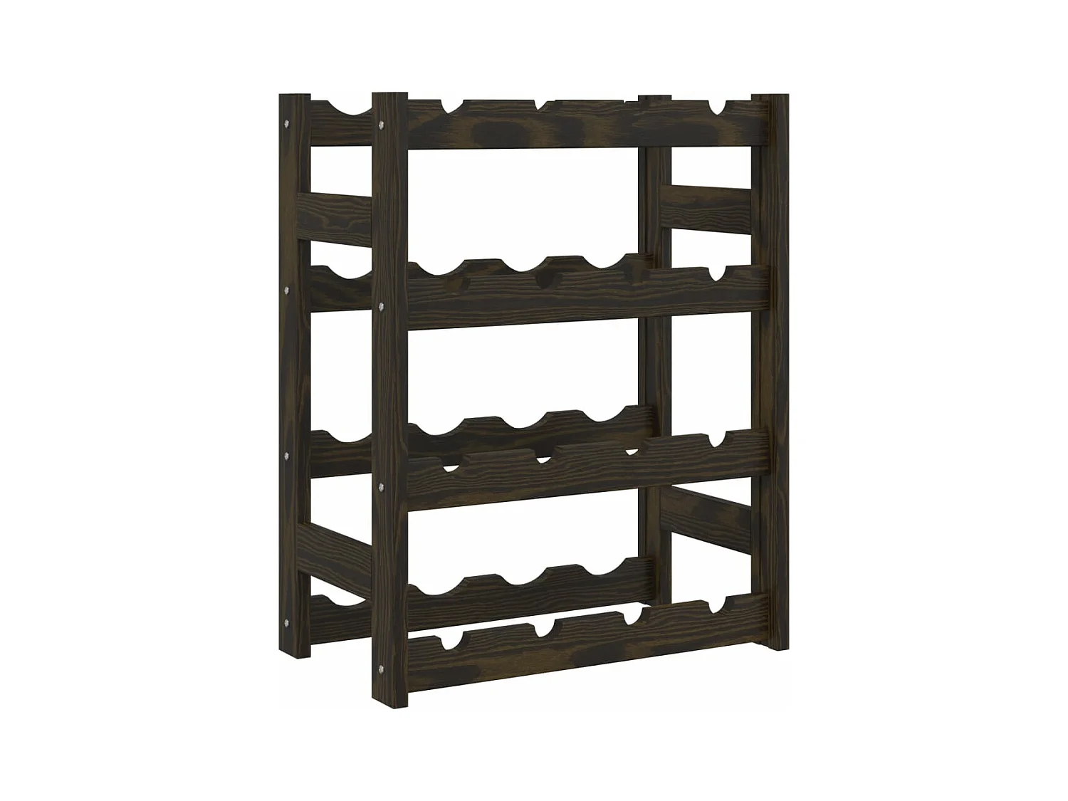 Casier à bouteilles pour 16 bouteilles noir bois pin solide