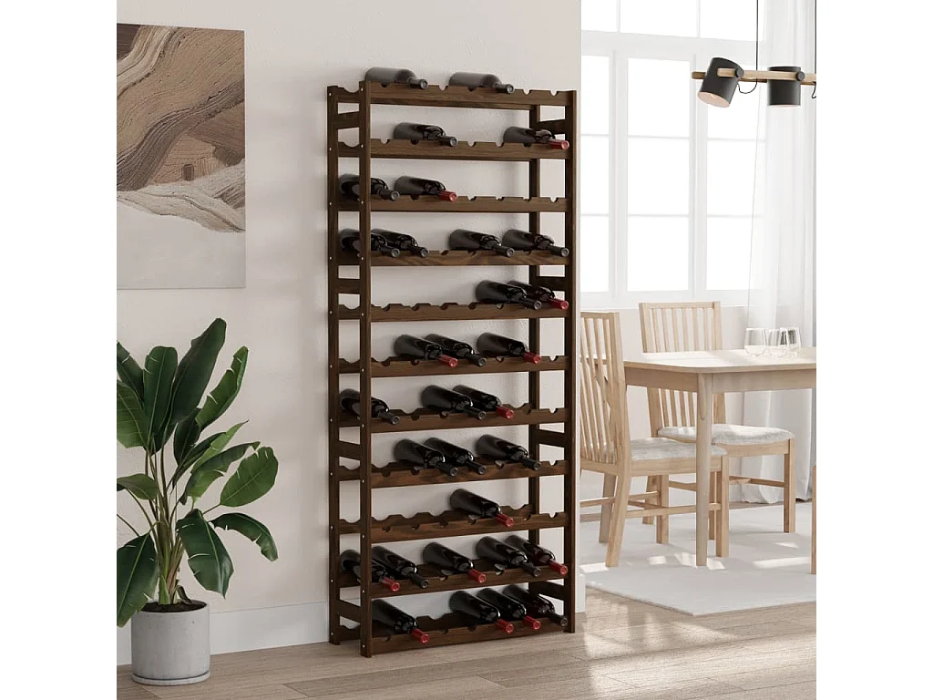 Casier à bouteilles pour 77 bouteilles marron bois pin solide