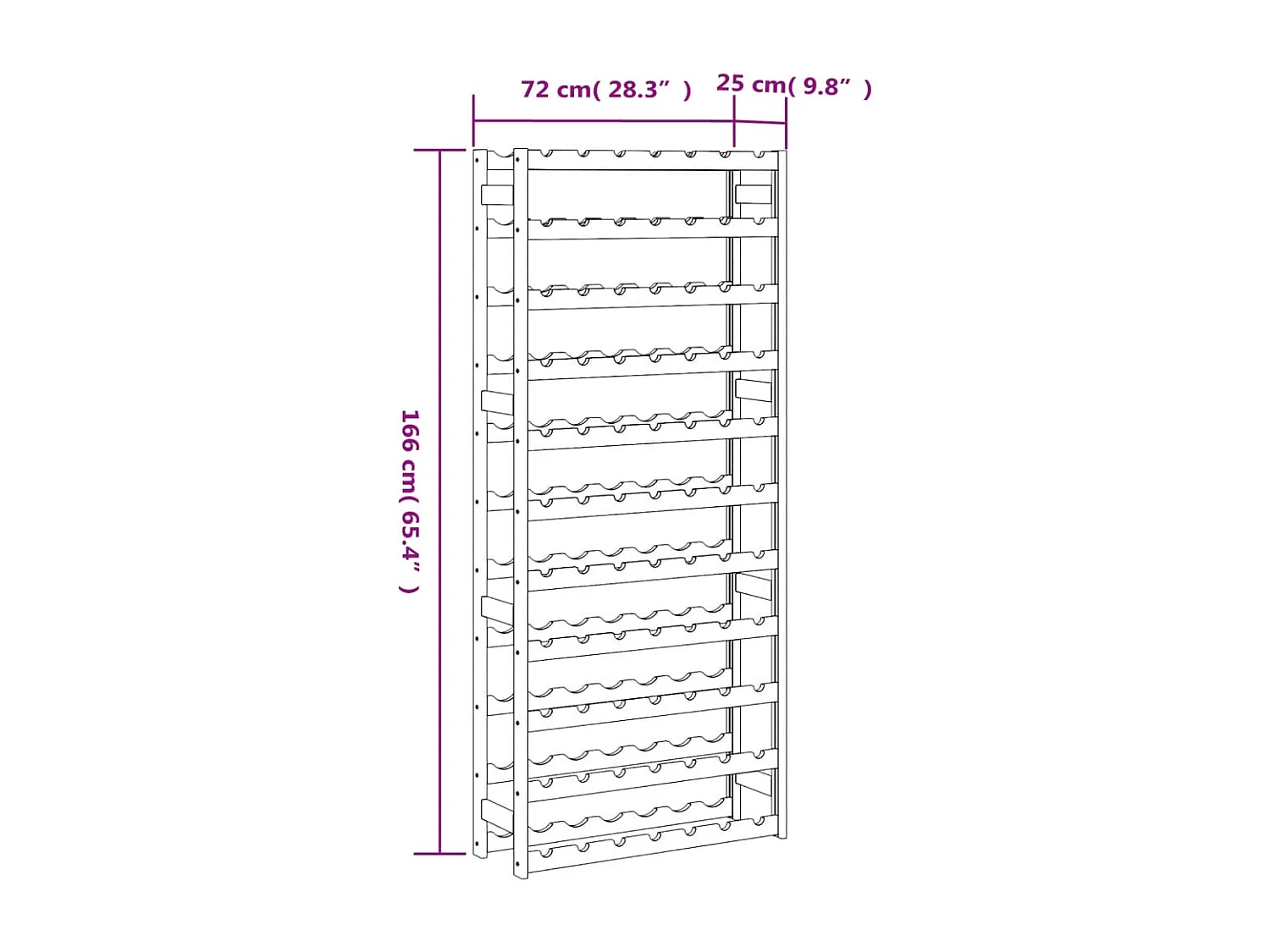 Casier à bouteilles pour 77 bouteilles marron bois pin solide