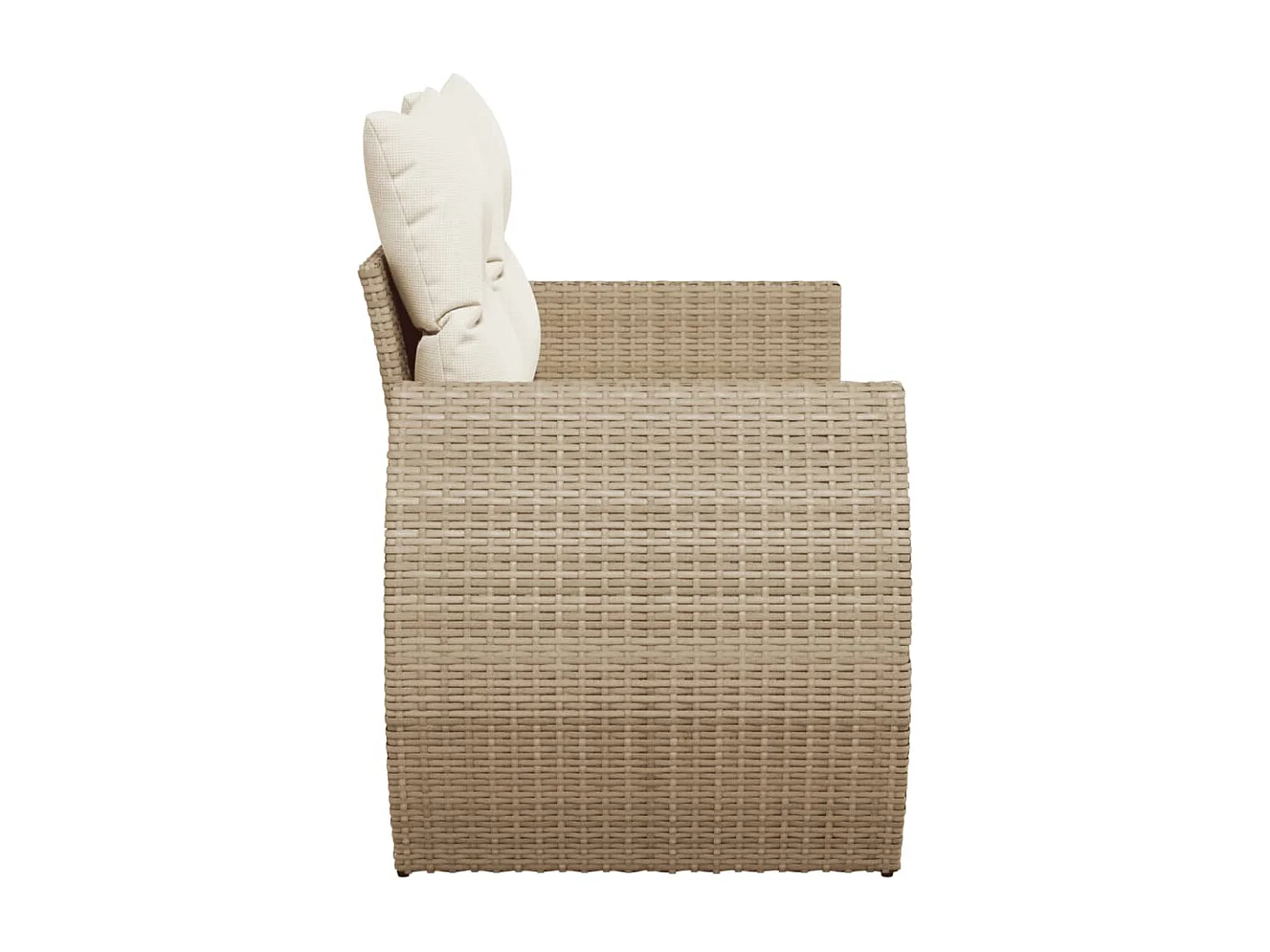 Canapé de jardin avec coussins 2 places beige résine tressée