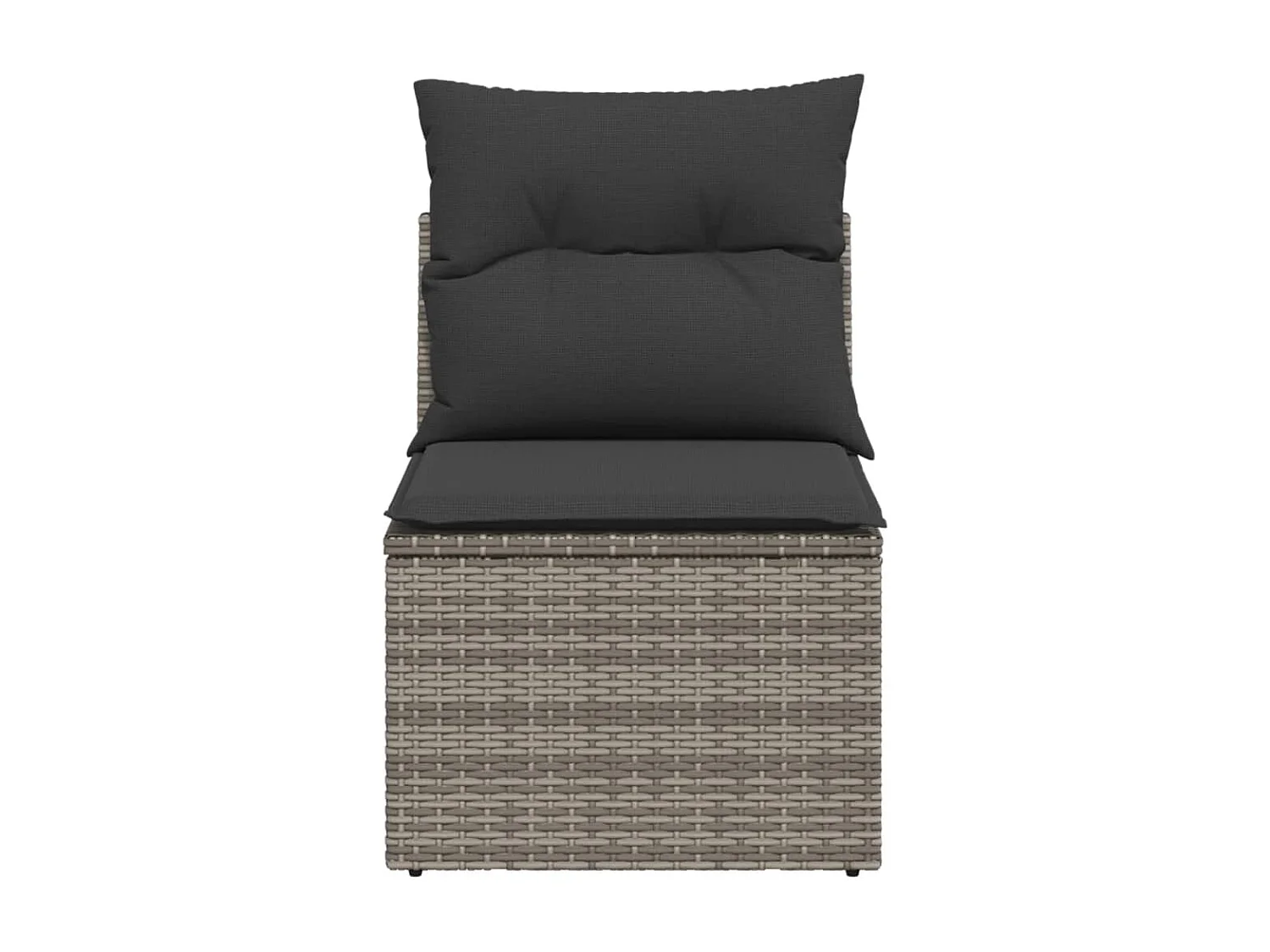 Canapé de jardin sans accoudoirs coussins gris résine tressée