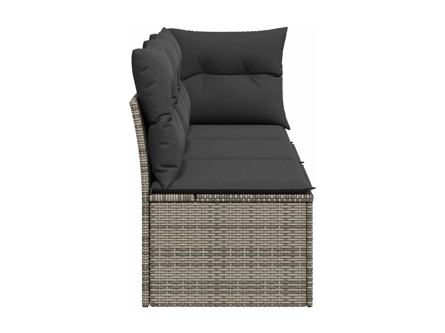 Canapé de jardin avec coussins 3 places gris résine tressée