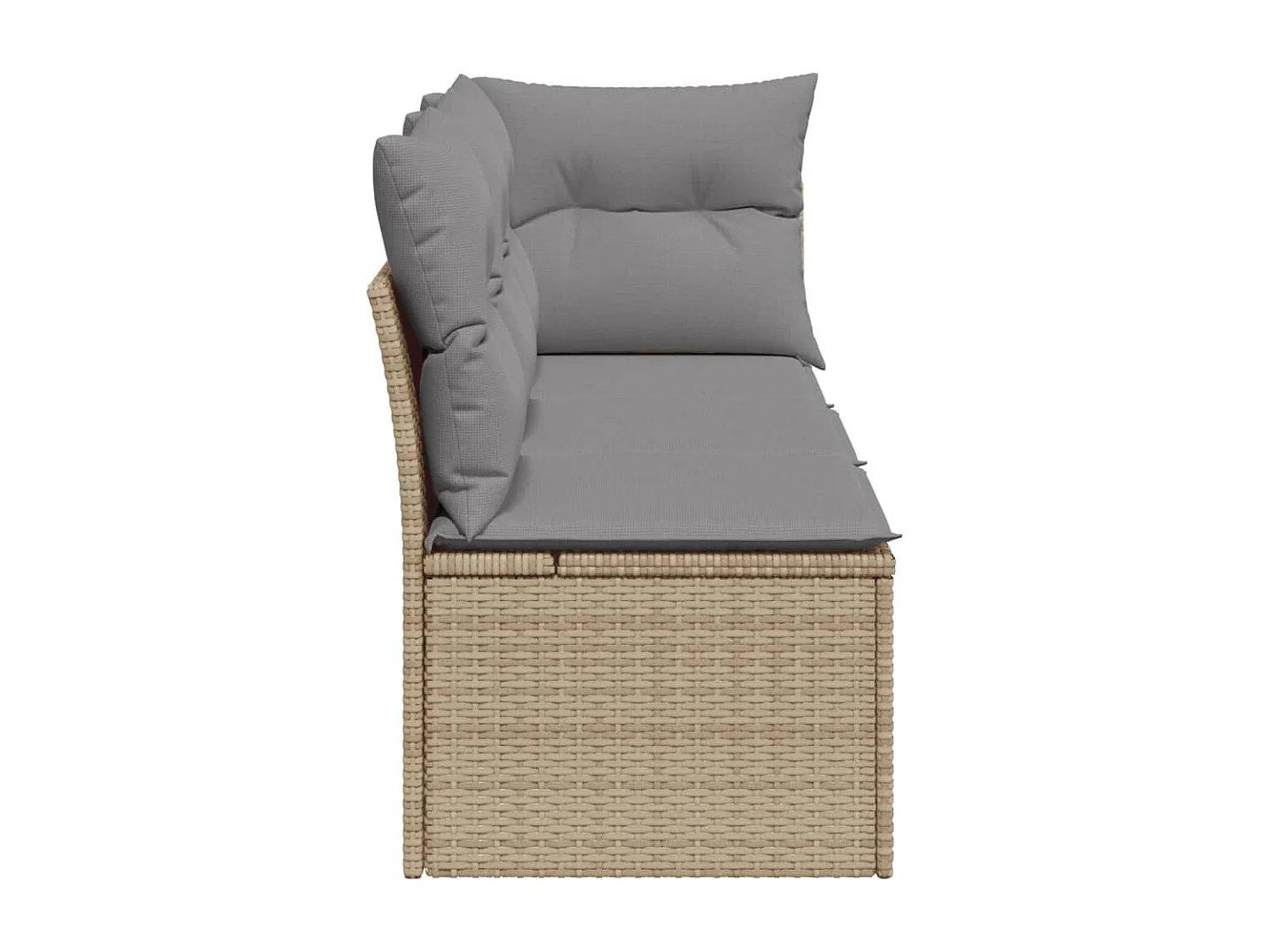 Canapé de jardin avec coussins 3 places beige résine tressée