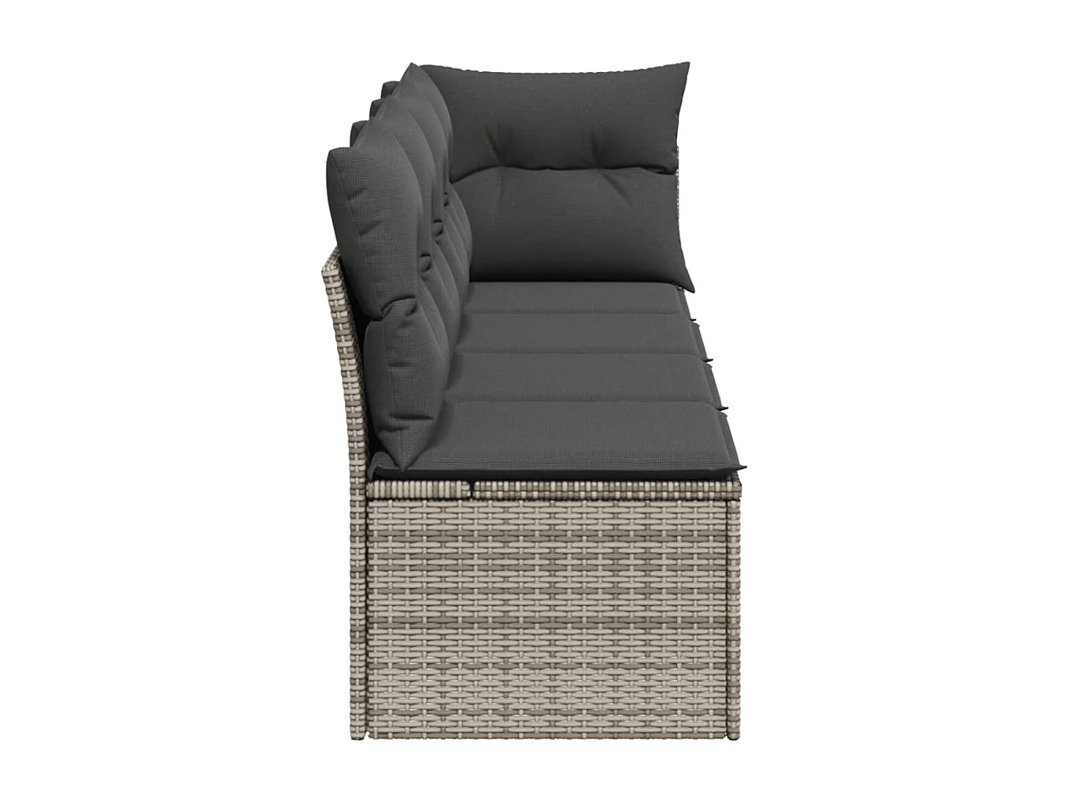 Canapé de jardin 4 places avec coussins gris résine tressée