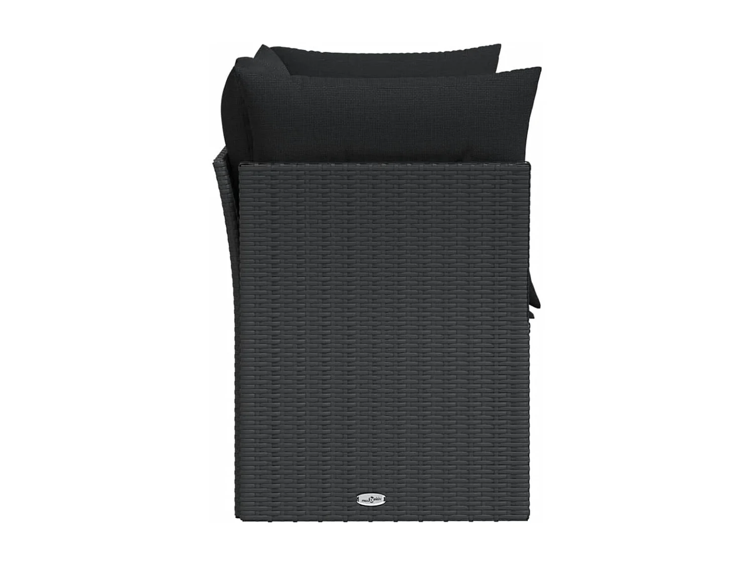 Canapé de jardin avec coussins 2 places noir résine tressée