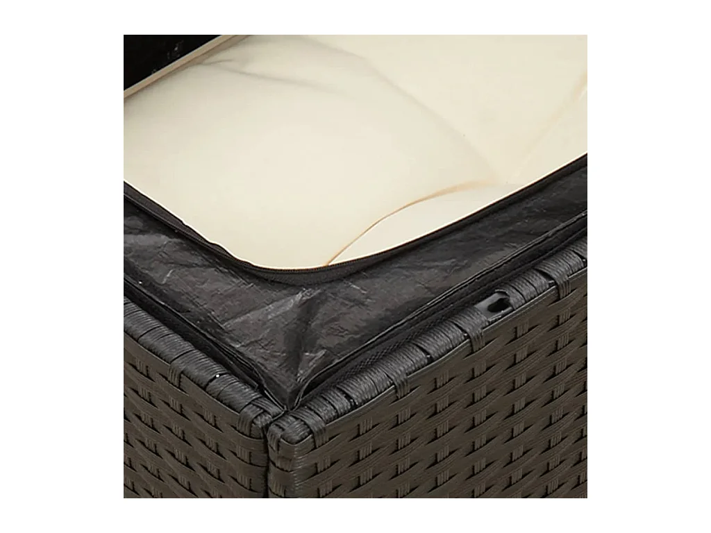 Canapé de jardin avec coussins 3 places noir résine tressée