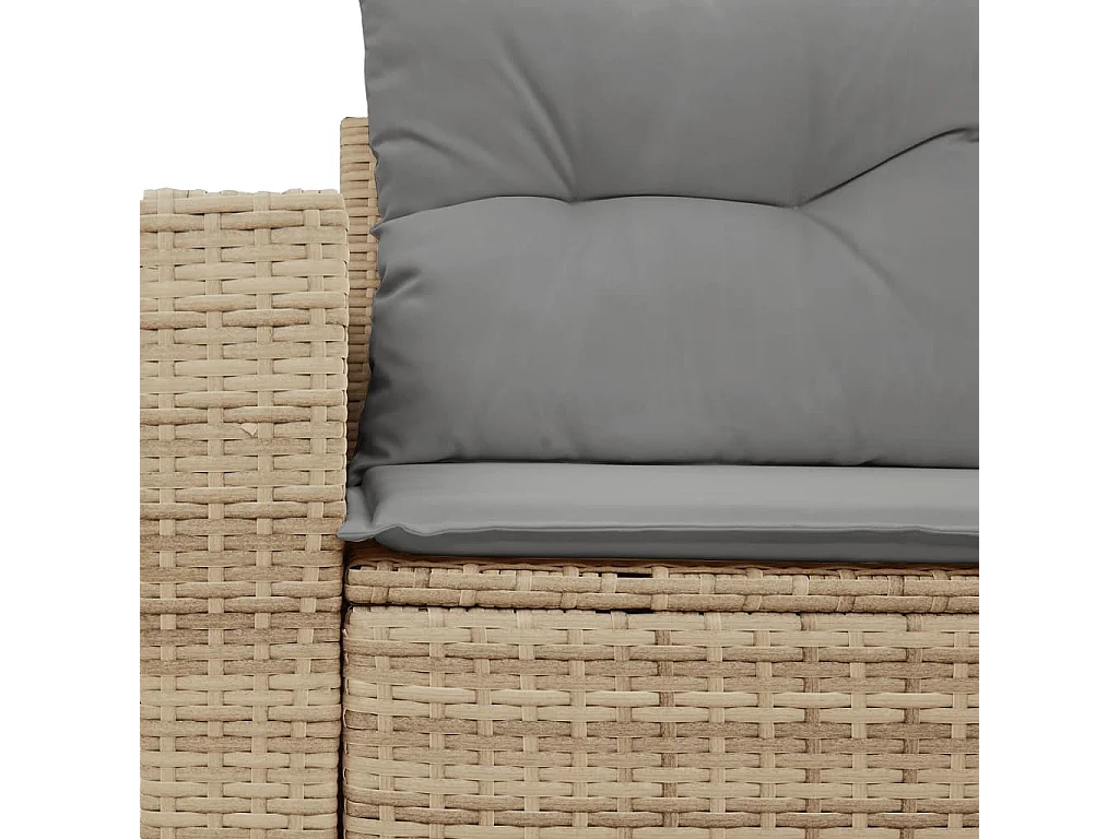 Canapé de jardin avec coussins 2 places beige résine tressée