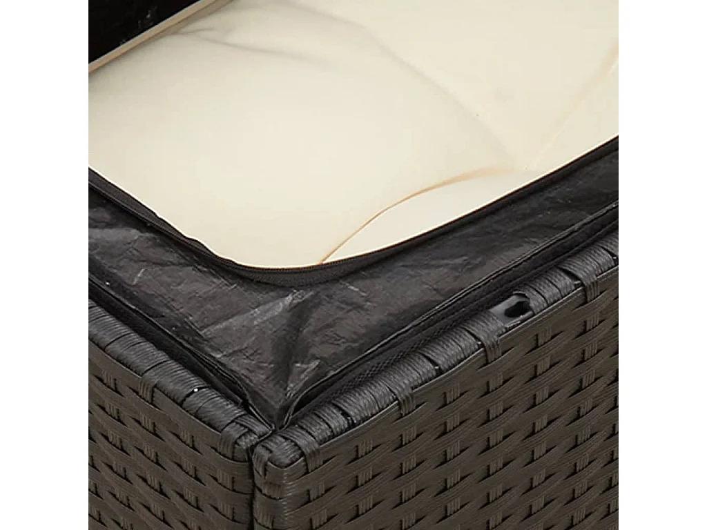 Canapé de jardin avec coussins 2 places noir résine tressée