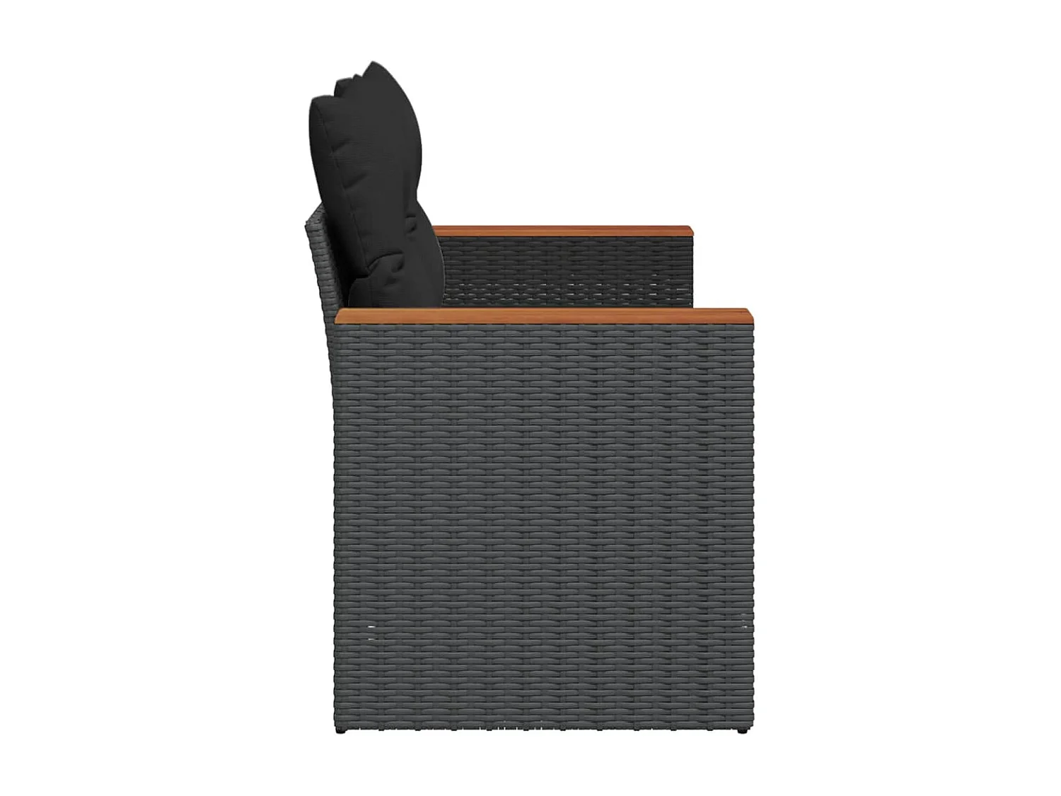 Canapé de jardin avec coussins 2 places noir résine tressée