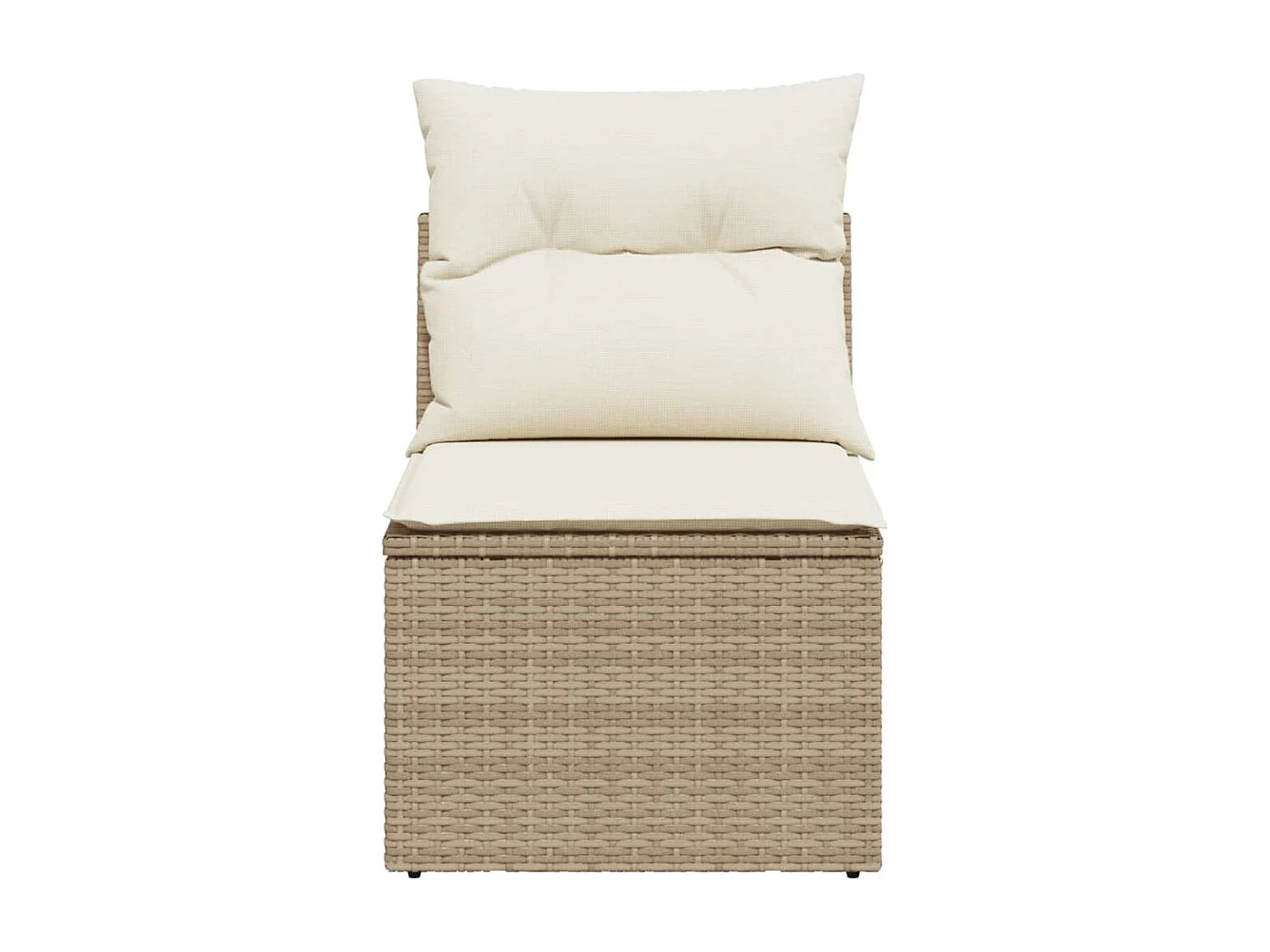 Canapé de jardin sans accoudoirs coussins beige résine tressée